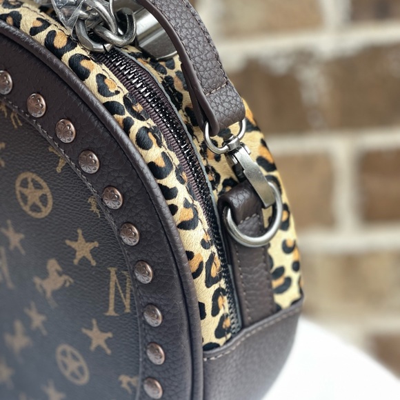 Montana West Signature Monogram Hair Calf Collection Circle Bag/ Crossbody - Picture 3 of 8